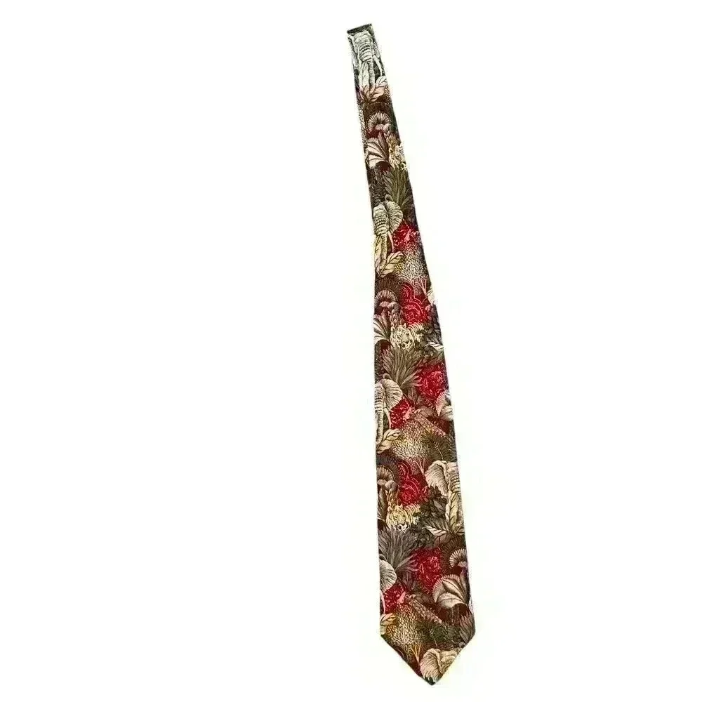 R Juliano 100%‎ Silk Tie Animal Print Business Preppy